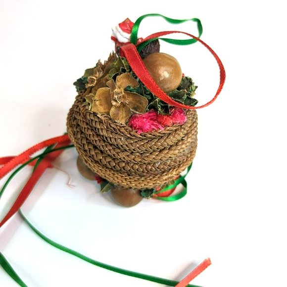Vintage Handmade Mouse Pinecone Nuts Pomander Ball Christmas Hanging Decor - Picture 2 of 7